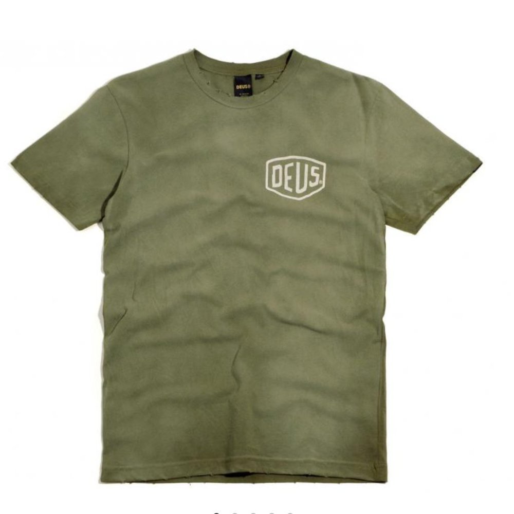 NWT DEUS EX MACHINA Sunbleached Tokyo Tshirt Bark XS Hemmed to be CROPPED